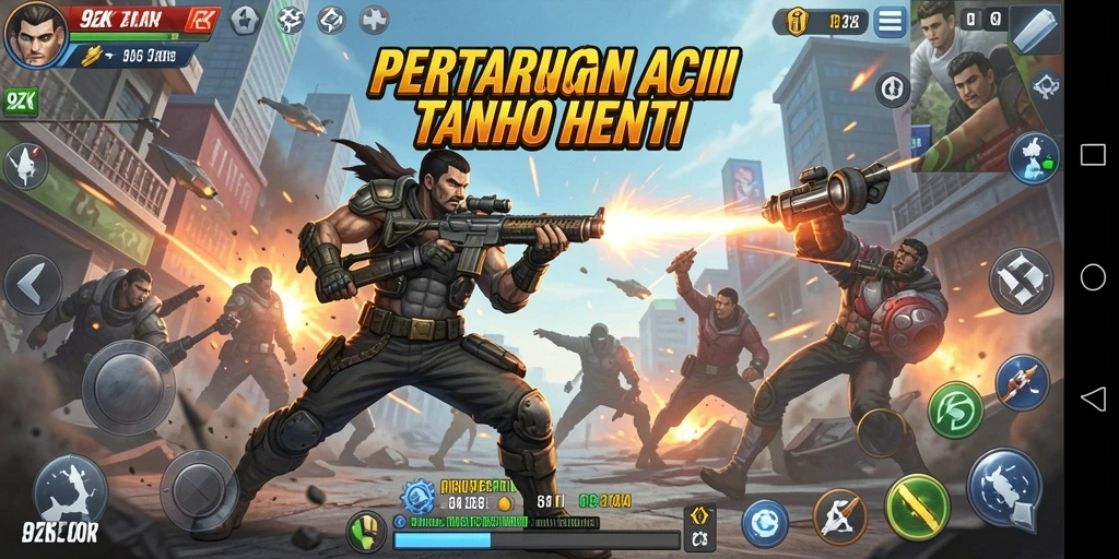 Gameplay <strong>9ZK</strong> menampilkan pertarungan aksi epik yang intens.