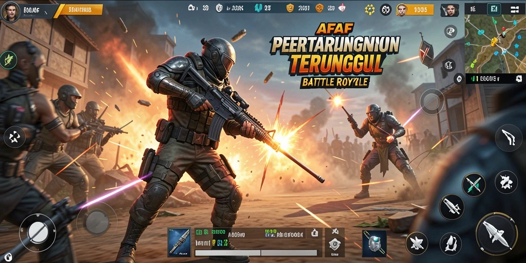 Tangkapan layar AFAF menampilkan pertempuran seru dalam mode Battle Royale.