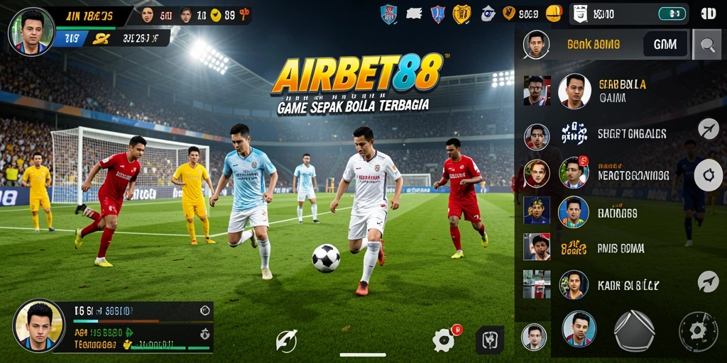 Screenshot gameplay AIRBET88 menampilkan pertandingan sepak bola yang mendebarkan.