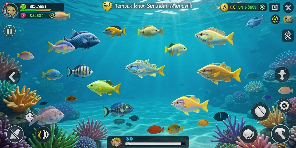 Gameplay seru dalam BIOLABET menembak berbagai ikan.