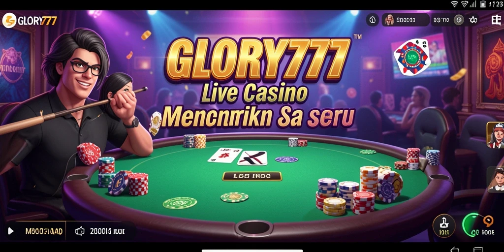 Tampilan gameplay seru GLORY777 dalam aplikasi Live Casino.