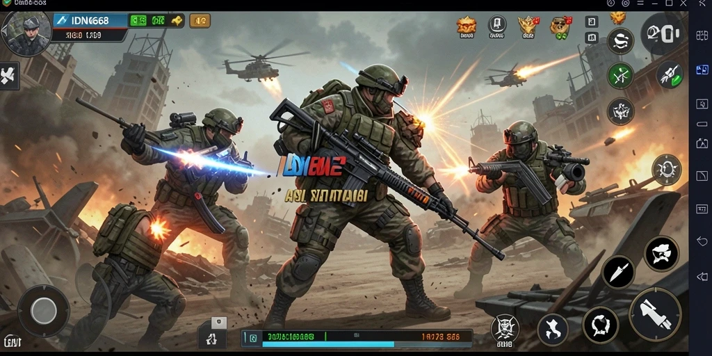 Tampilan gameplay intens dalam pertarungan TPS di IDN668.