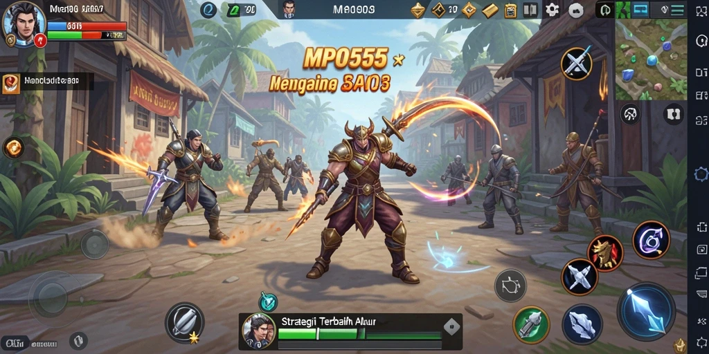Screenshot gameplay MPO555 menunjukkan pertarungan strategi yang mendebarkan.