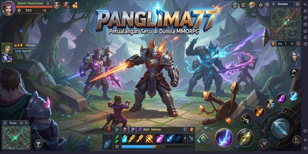 Screenshot menampilkan aksi seru dalam gameplay <strong>PANGLIMA77</strong> di dunia MMORPG.
