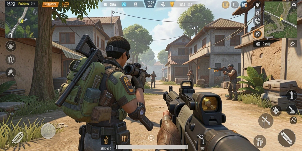 Tampilan gameplay seru dalam RAP89 dengan aksi menembak yang intens.