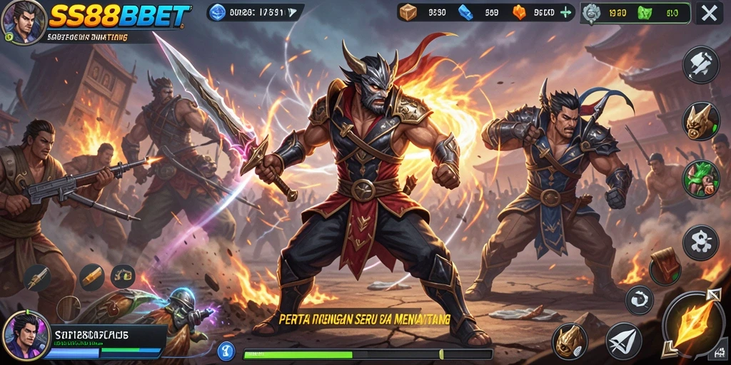 Tangkapan layar gameplay SS88BET yang menampilkan aksi pertarungan mendebarkan.