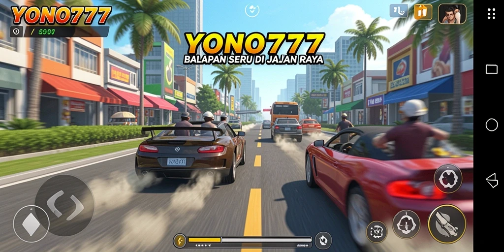 Screenshot gameplay YONO777 menampilkan balapan yang seru dan mendebarkan.